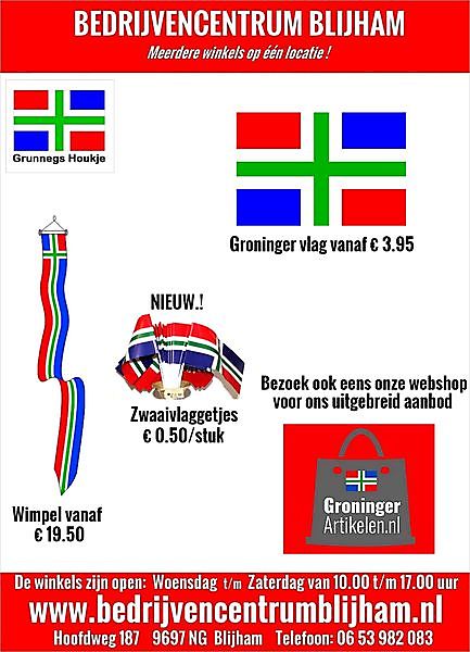 Groninger Vlaggen, Wimpels, Puntvlaggen ect vanaf € 3.95 Blijham