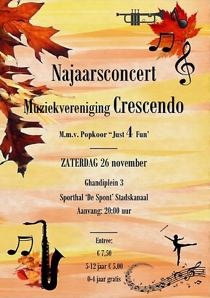 Najaarsconcert Muziekvereniging Crescendo Stadskanaal Stadskanaal