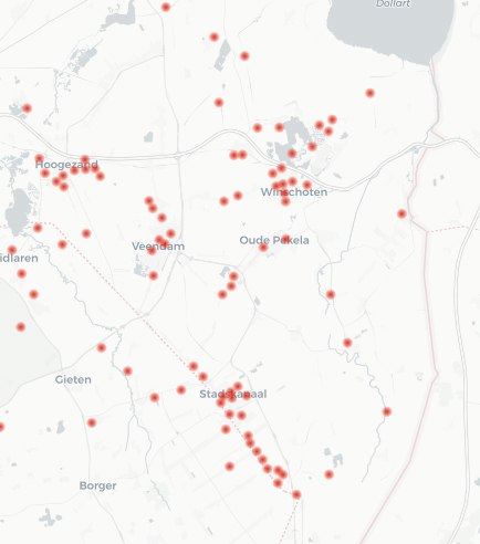 Overzicht aangemelde AED's in Oost-Groningen