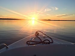 Zonsondergang vanaf de boot Oldambtmeer Blauwestad, Oldambt