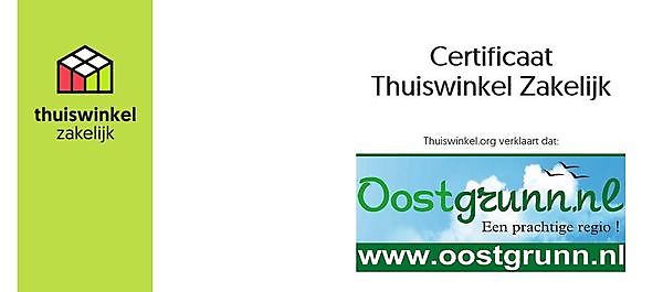 Oostgrunn heeft het Thuiswinkel Certificaat gekregen