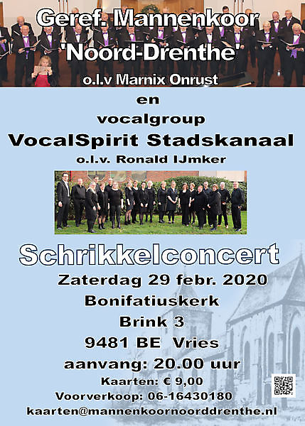 Vocalgroup VocalSpirit Stadskanaal en Geref. Mannenkoor Noord Drenthe in concert