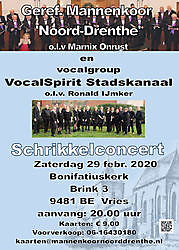 Vocalgroup VocalSpirit Stadskanaal en Geref. Mannenkoor Noord Drenthe in concert